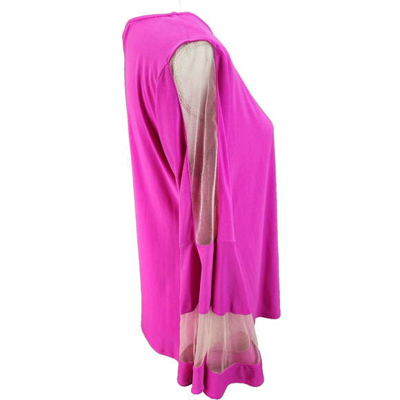 Versona Women’s Medium Bright Pink Bell Sleeve Tunic Top Blouse Night Out Party - Picture 5 of 11